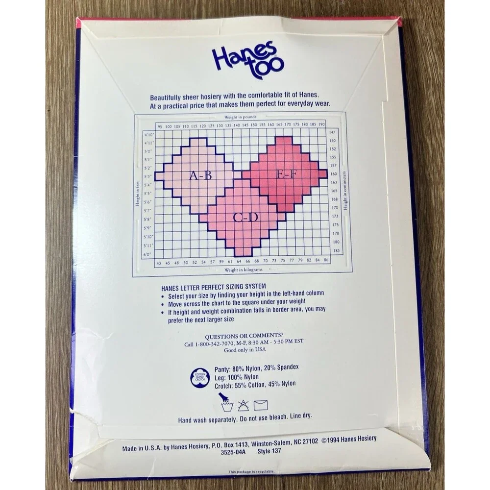 Vintage Hanes Too Pantyhose Style 137 Size EF Travel Buff Control Top Sandalfoot